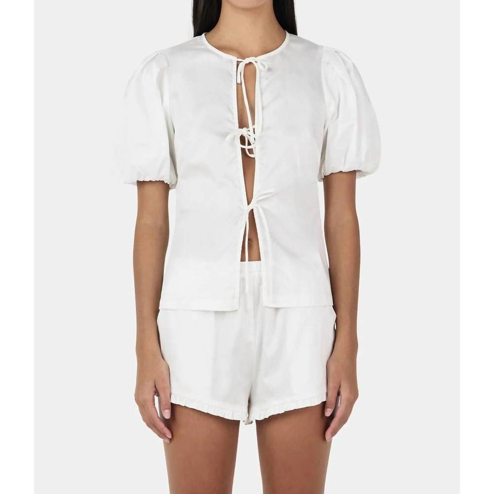 NEW OWNLEY marielle tie-front blouse in ivory